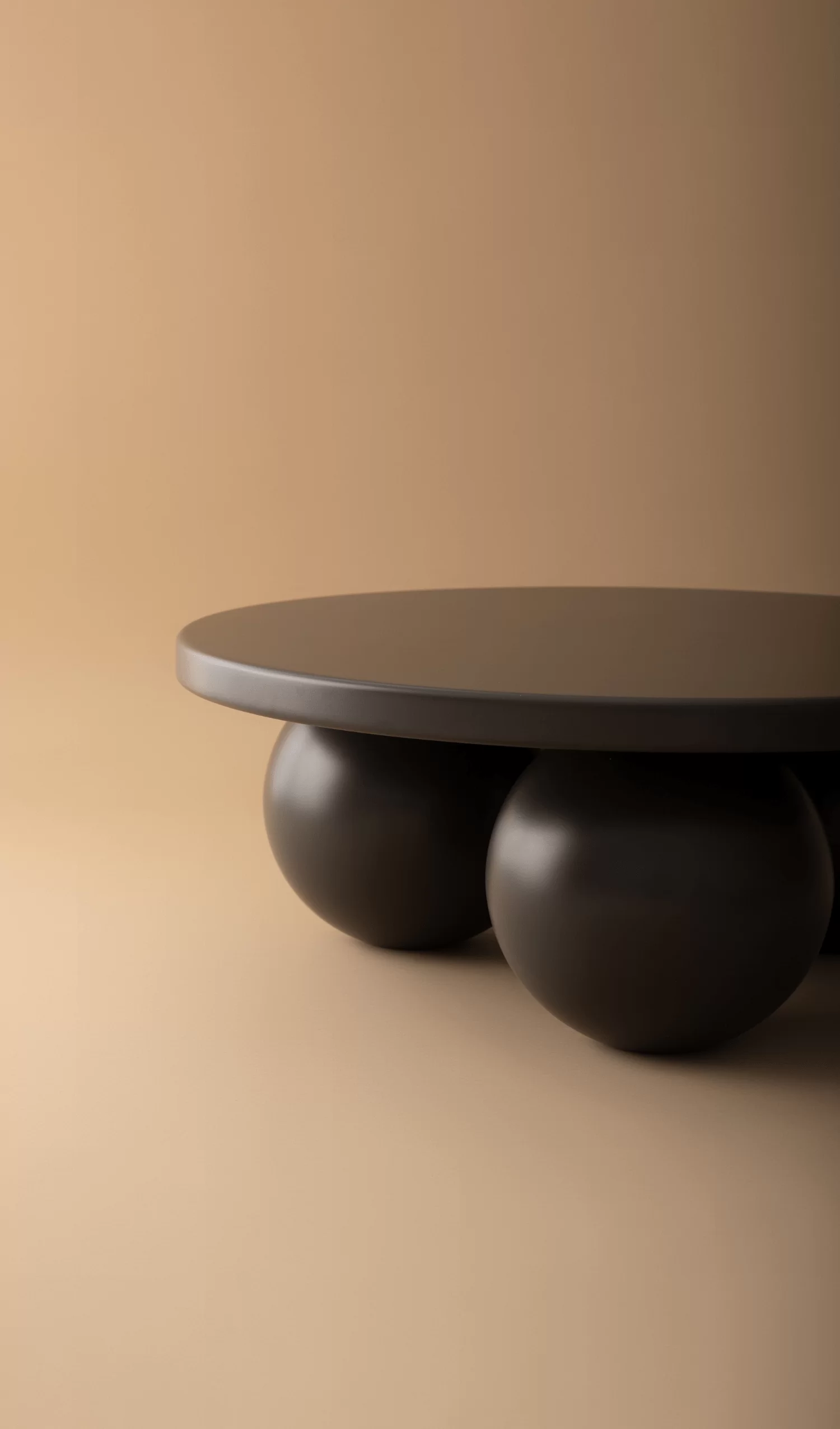 Round grey coffee table